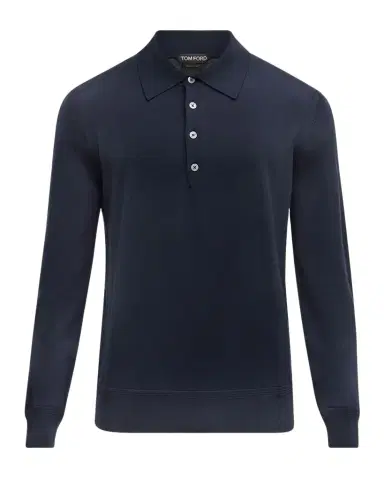 Tom Ford Men's Fine-Gauge Wool Polo Sweater | Thumbnail 1