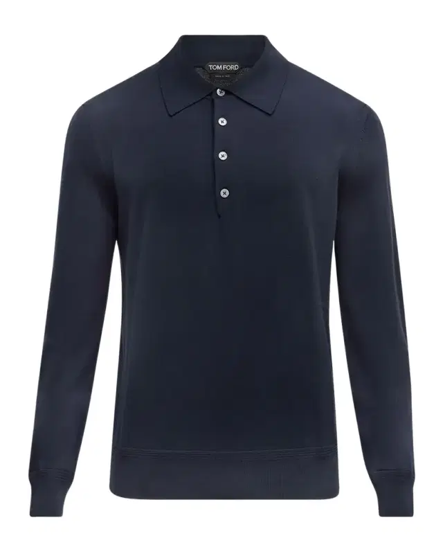 TOM FORD Men 's Fine-Gauge Wool Polo Sweater