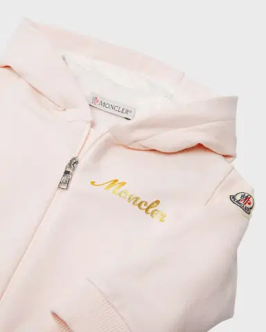 Moncler Girl's Gold Logo-Print Two-Piece Set, Size 6M-3 | Thumbnail 3