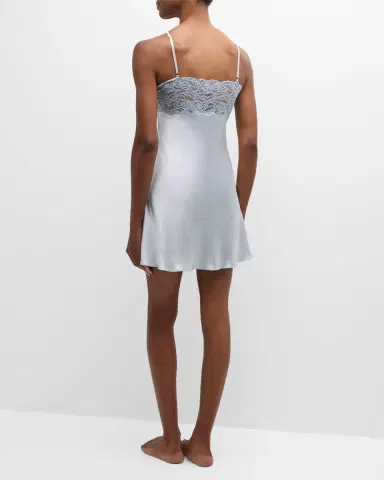 Christine Lingerie Bijoux Lace-Trim Silk Chemise | Thumbnail 4