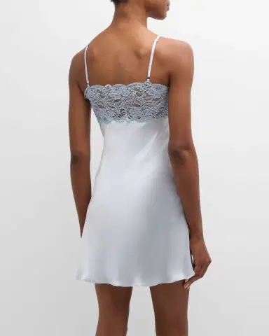 Christine Lingerie Bijoux Lace-Trim Silk Chemise | Thumbnail 6