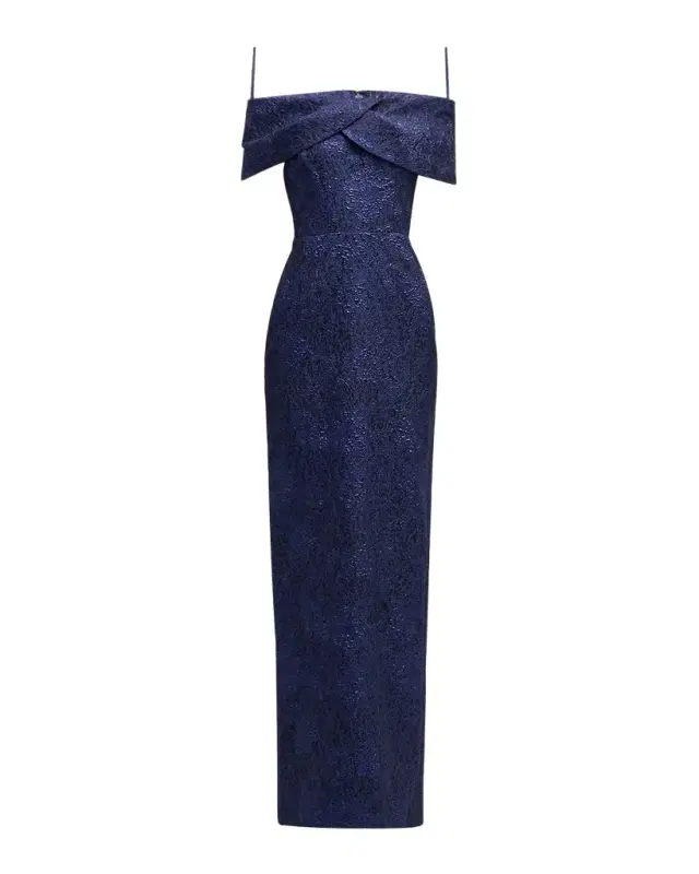 Off-Shoulder Jacquard Column Gown Off-Shoulder Jacquard Column Gown