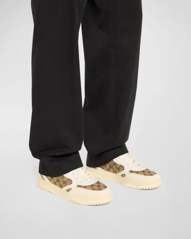 Gucci Men's Re-Web GG Supreme Canvas and Leather Sneakers | Thumbnail 2 Gucci Men's Re-Web GG Supreme Canvas and Leather Sneakers | Thumbnail 2