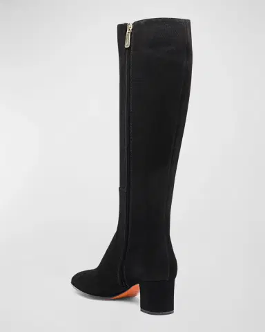 Santoni Suede Block-Heel Knee Boots | Thumbnail 3