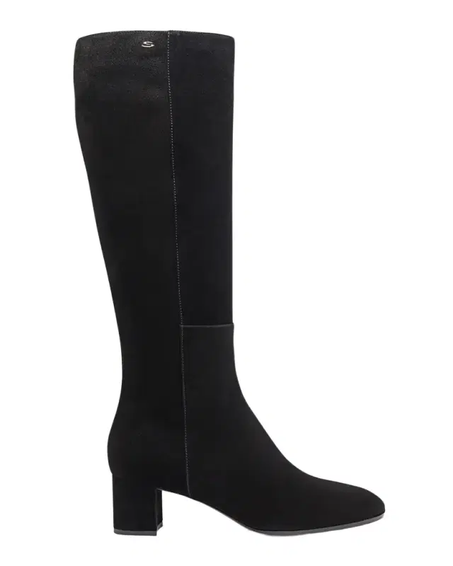 Santoni Suede Block-Heel Knee Boots