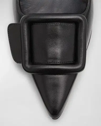 Manolo Blahnik Maysale Leather Buckle Kitten Pumps | Thumbnail 6