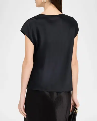 Vince Cowl-Neck Cap-Sleeve Satin Blouse | Thumbnail 3