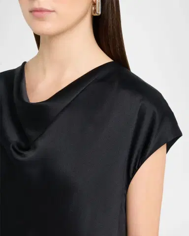 Vince Cowl-Neck Cap-Sleeve Satin Blouse | Thumbnail 5