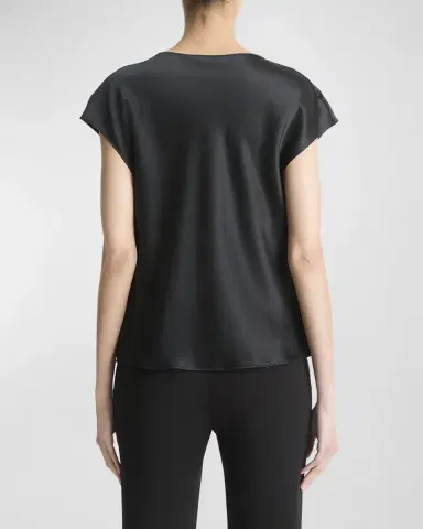 Vince Cowl-Neck Cap-Sleeve Satin Blouse | Thumbnail 6