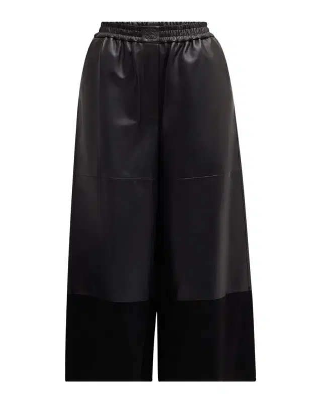 LOEWE Cropped Leather and Suede Trousers