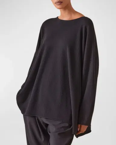 Eskandar A-Line Bateau Neck Cashmere Sweater | Thumbnail 3 Eskandar A-Line Bateau Neck Cashmere Sweater | Thumbnail 3