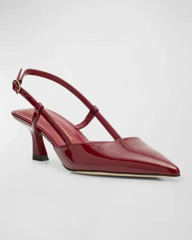 Stuart Weitzman Vinnie Patent Kitten Slingback Pumps | Thumbnail 3