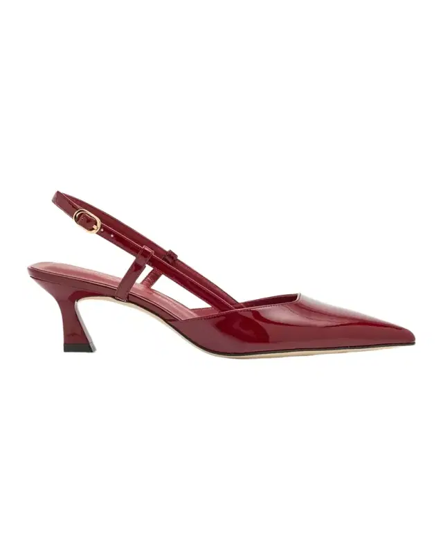 Stuart Weitzman Vinnie Patent Kitten Slingback Pumps