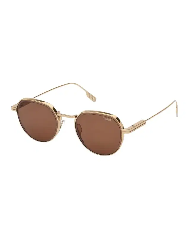 ZEGNA Men 's Metal Round Sunglasses