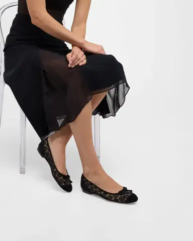 Manolo Blahnik Capbal Lace Cap-Toe Ballerina Flats | Thumbnail 2