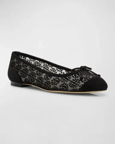 Manolo Blahnik Capbal Lace Cap-Toe Ballerina Flats | Thumbnail 3