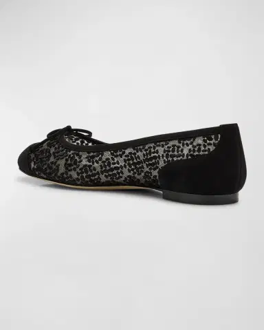 Manolo Blahnik Capbal Lace Cap-Toe Ballerina Flats | Thumbnail 4