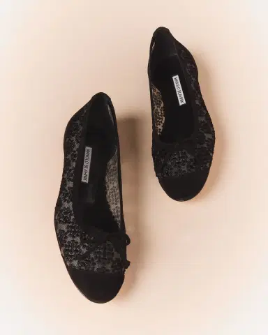 Manolo Blahnik Capbal Lace Cap-Toe Ballerina Flats | Thumbnail 5
