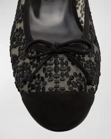 Manolo Blahnik Capbal Lace Cap-Toe Ballerina Flats | Thumbnail 7