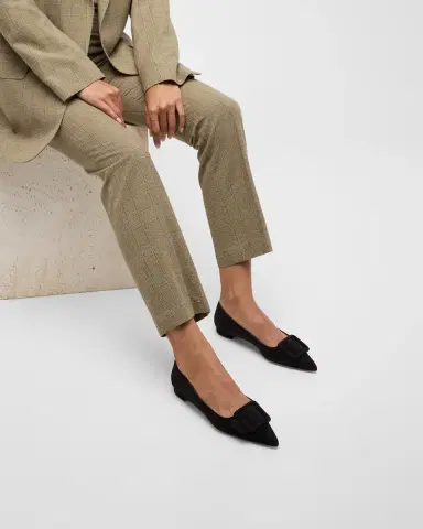 Manolo Blahnik Maysale Suede Buckle Ballerina Flats | Thumbnail 2