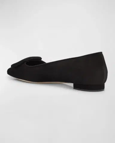 Manolo Blahnik Maysale Suede Buckle Ballerina Flats | Thumbnail 4