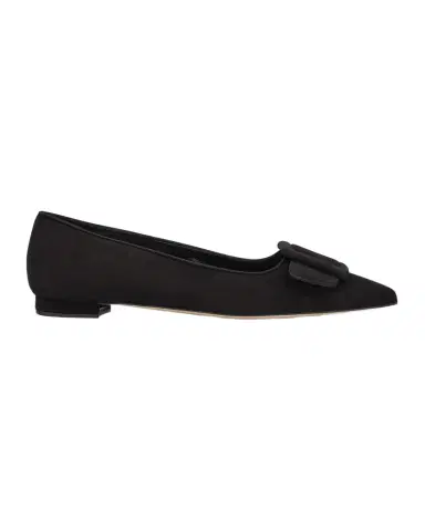 Manolo Blahnik Maysale Suede Buckle Ballerina Flats | Thumbnail 1