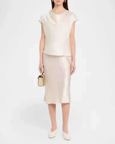 Vince Cowl-Neck Cap-Sleeve Satin Blouse | Thumbnail 2
