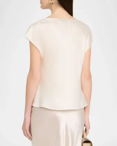 Vince Cowl-Neck Cap-Sleeve Satin Blouse | Thumbnail 3