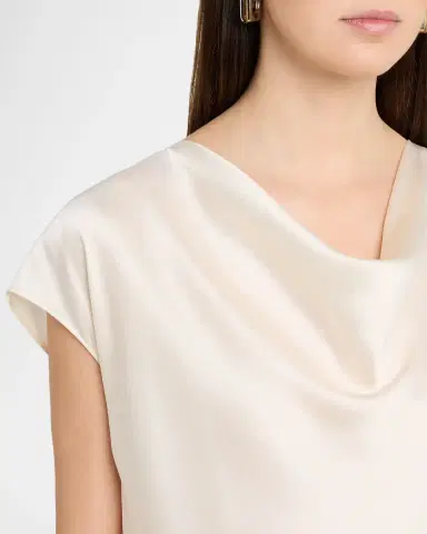 Vince Cowl-Neck Cap-Sleeve Satin Blouse | Thumbnail 5
