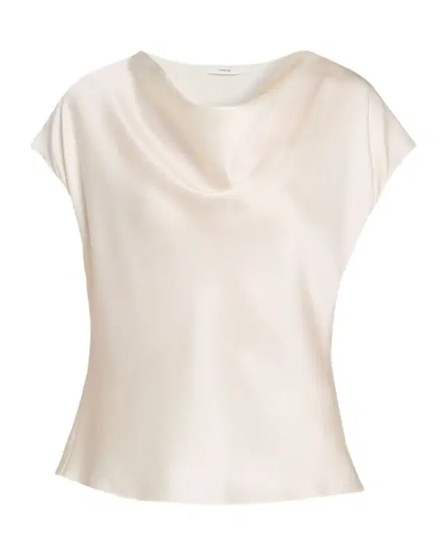 Vince Cowl-Neck Cap-Sleeve Satin Blouse