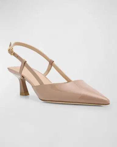 Stuart Weitzman Vinnie Patent Kitten Slingback Pumps | Thumbnail 3
