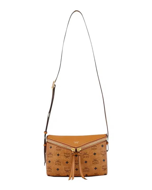 MCM Visetos Zip Faux Leather Shoulder Bag