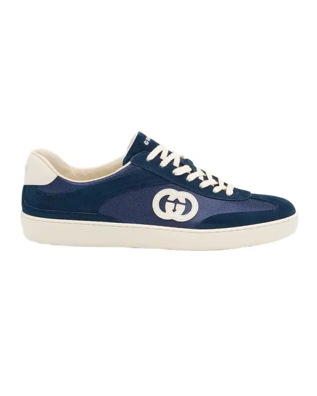 Gucci Men 's G75 Canvas and Suede T-Toe Low-Top Sneakers