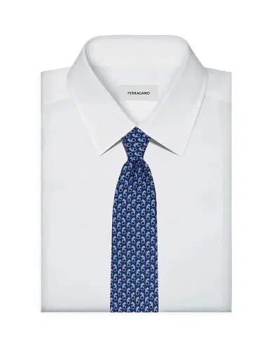 Ferragamo Men's Ambra Animal-Print Silk Tie | Thumbnail 2