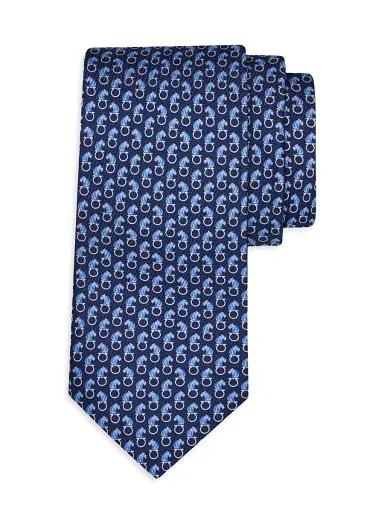 Ferragamo Men's Ambra Animal-Print Silk Tie | Thumbnail 1