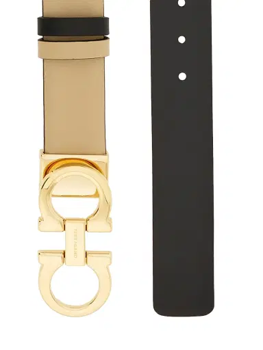 Ferragamo Women's Gancini Reversible Cut-To-Size Leather Belt - Stone Nero | Thumbnail 4