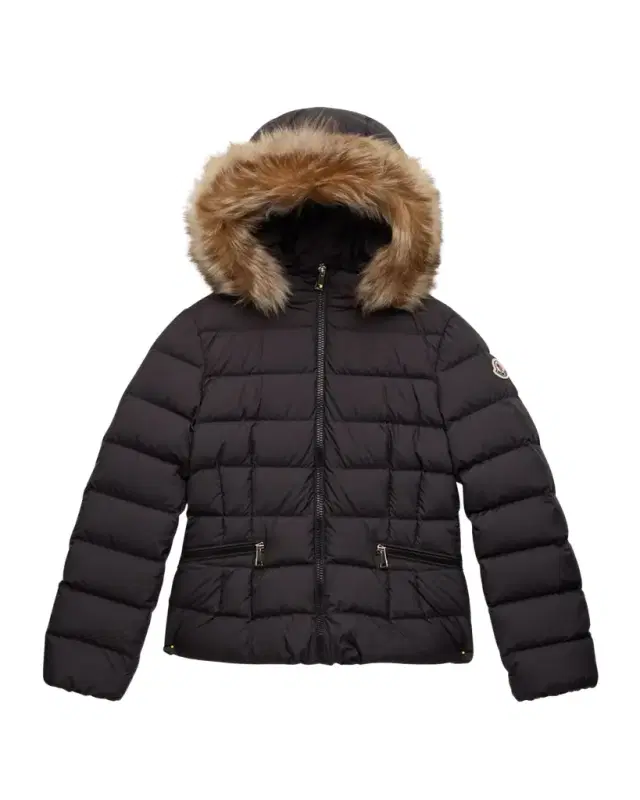 Moncler Girl 's Bodette Puffer Jacket W/ Dyed Shearling Hood