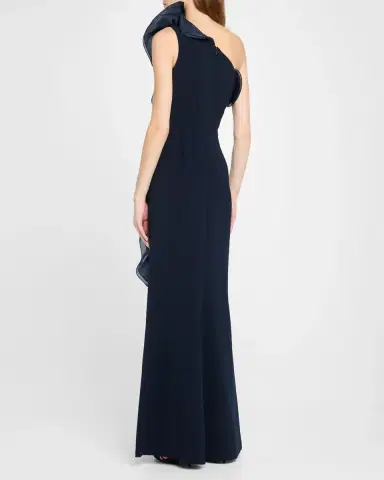 Rickie Freeman for Teri Jon One-Shoulder Ruffle Column Gown | Thumbnail 3