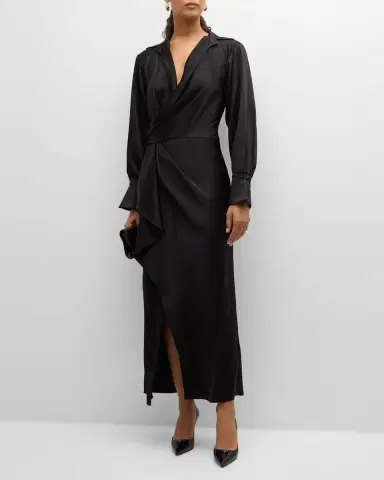 Simkhai Talita Drape-Front Midi Dress | Thumbnail 3 Simkhai Talita Drape-Front Midi Dress | Thumbnail 3