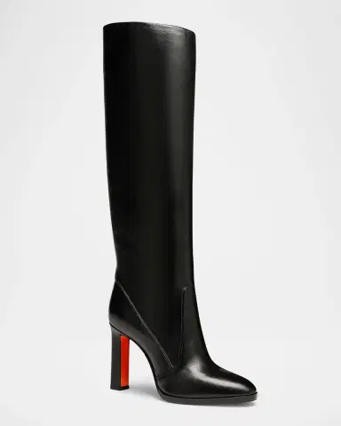 Santoni Andy Leather Stiletto Knee Boots | Thumbnail 2