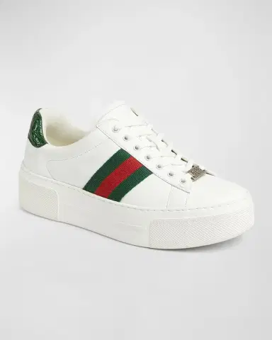 Gucci Ace Web Mixed Leather Sneakers | Thumbnail 2