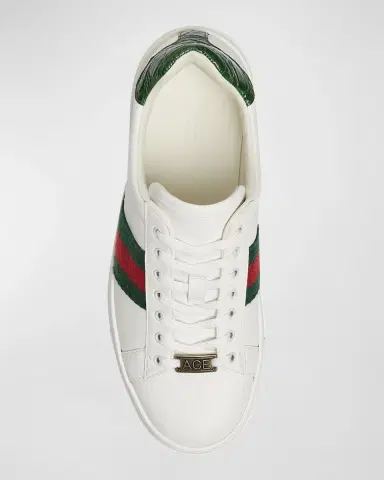 Gucci Ace Web Mixed Leather Sneakers | Thumbnail 4