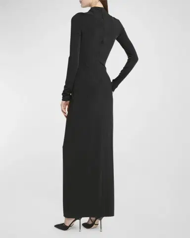 Giorgio Armani Jersey Column Gown with Beaded Floral Hip Detail | Thumbnail 4 Giorgio Armani Jersey Column Gown with Beaded Floral Hip Detail | Thumbnail 4