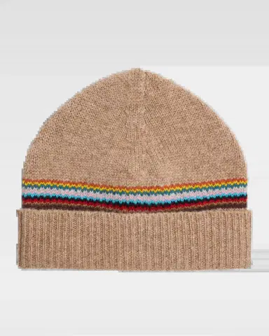 Paul Smith Men's Lambswool Signature Block Stripe Beanie Hat | Thumbnail 2 Paul Smith Men's Lambswool Signature Block Stripe Beanie Hat | Thumbnail 2