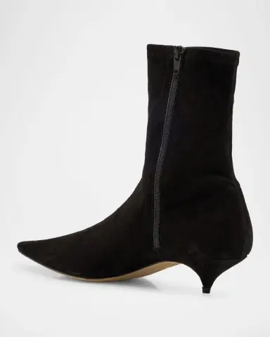 The Row Liisa Suede Kitten-Heel Booties | Thumbnail 2