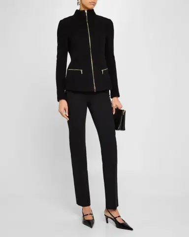 Giorgio Armani Cashmere-Blend Zip-Front Knit Jacket | Thumbnail 2 Giorgio Armani Cashmere-Blend Zip-Front Knit Jacket | Thumbnail 2