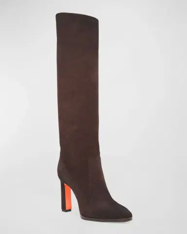 Santoni Andy Suede Stiletto Knee Boots | Thumbnail 2