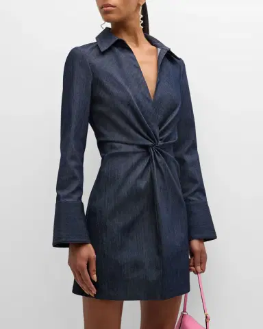 Cinq à Sept Mckenna Twisted Denim Long-Sleeve Mini Dress | Thumbnail 3
