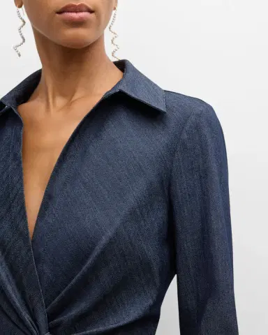 Cinq à Sept Mckenna Twisted Denim Long-Sleeve Mini Dress | Thumbnail 5