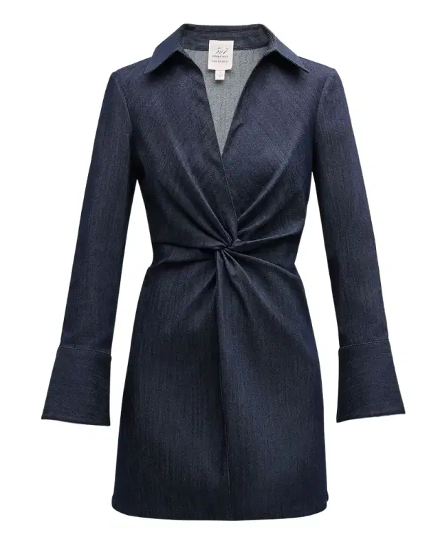Cinq a Sept Mckenna Twisted Denim Long-Sleeve Mini Dress